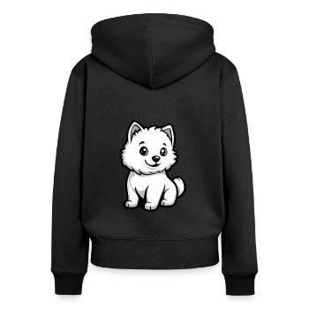 Samoyède chien bande dessinée mignon - Sweat à capuche zippé Premium bio Femme - noir - Dos - Julia (174cm)