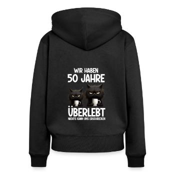 50 Jahre Ehe überlebt Goldende Hochzeit - Frauen Premium Bio Zip Hoodie - Schwarz - Hinten - Julia (174cm)