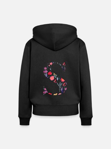 Personalisierte Blumenbuchstaben - Geschenkidee - Frauen Premium Bio Zip Hoodie - Schwarz