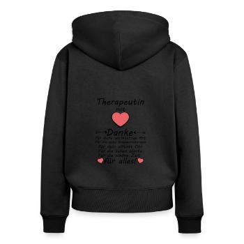 Gruppentherapie Therapeutin Danke zum Abschied - Frauen Premium Bio Zip Hoodie - Schwarz - Hinten - Julia (174cm)