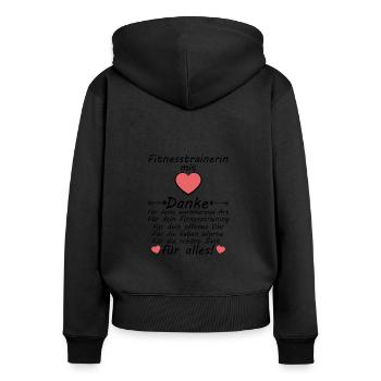 Danke an Fitnesstrainerin Abschiedsgeschenk - Frauen Premium Bio Zip Hoodie - Schwarz - Hinten - Julia (174cm)