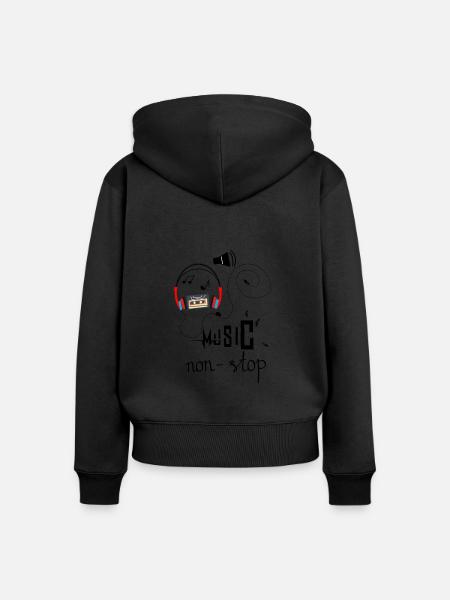 Music non stop - Frauen Premium Bio Zip Hoodie - Schwarz