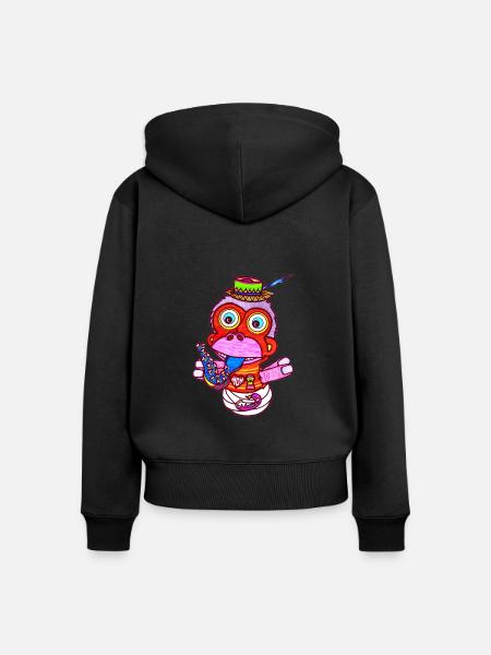 Baby Affe - Frauen Premium Bio Zip Hoodie - Schwarz