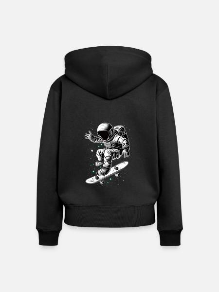 Skater Astronaut - Frauen Premium Bio Zip Hoodie - Schwarz