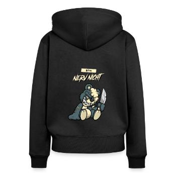 Bitte nerv nicht, Cartoon Zombie Bär 2 - Frauen Premium Bio Zip Hoodie - Schwarz - Hinten - Julia (174cm)