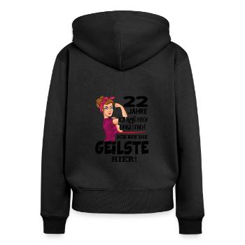 Geburtstag 22 Jahre Die Beste Geilste Chefin Queen - Frauen Premium Bio Zip Hoodie - Schwarz - Hinten - Julia (174cm)