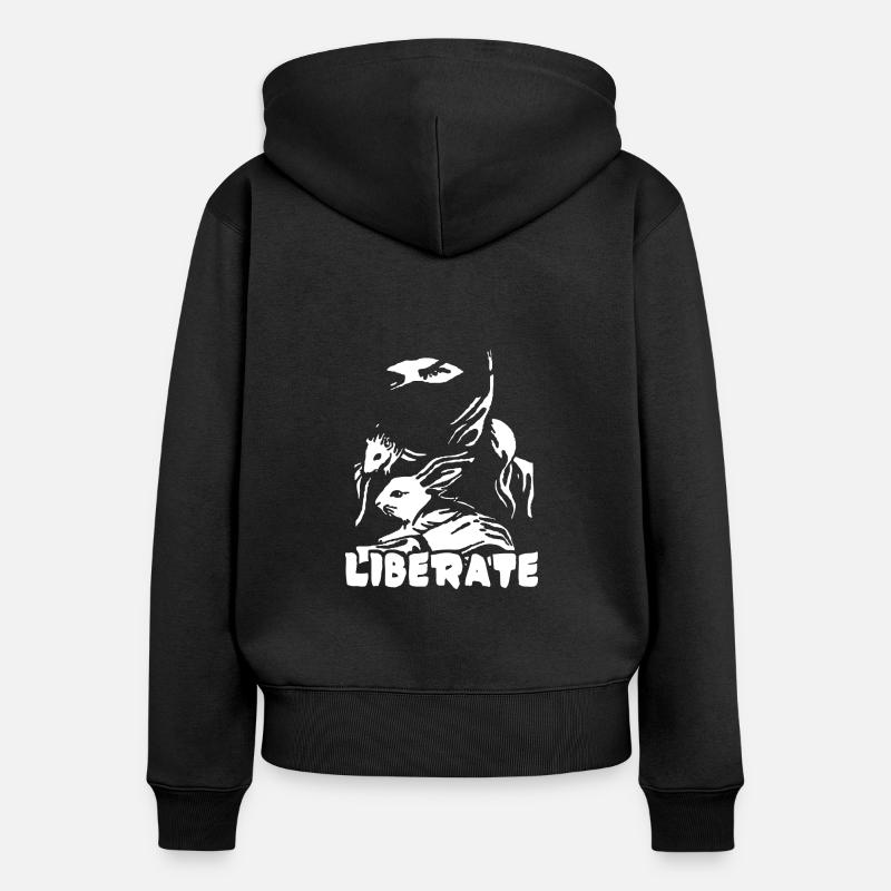 Libérer - Sweat à capuche zippé Premium bio Femme - noir