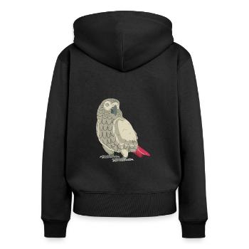Graupapagei - Frauen Premium Bio Zip Hoodie - Schwarz - Hinten - Julia (174cm)