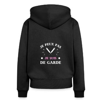 je peux pas je suis de garde humour infirmière - Sweat à capuche zippé Premium bio Femme - noir - Dos - Julia (174cm)