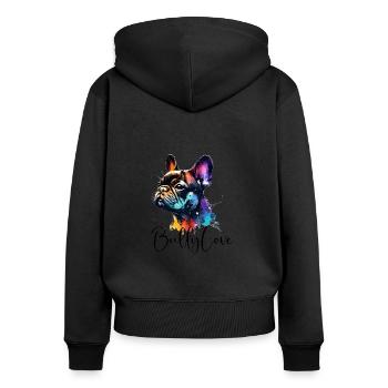 Bully Love - Frauen Premium Bio Zip Hoodie - Schwarz - Hinten - Julia (174cm)