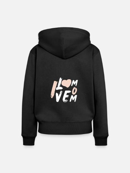 I love you - Frauen Premium Bio Zip Hoodie - Schwarz