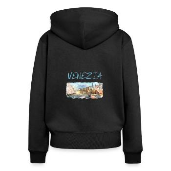 Venezia Venice Grand Canal Rialto Bridge - Women's Premium Organic Zip Hoodie - black - Back - Julia (174cm)