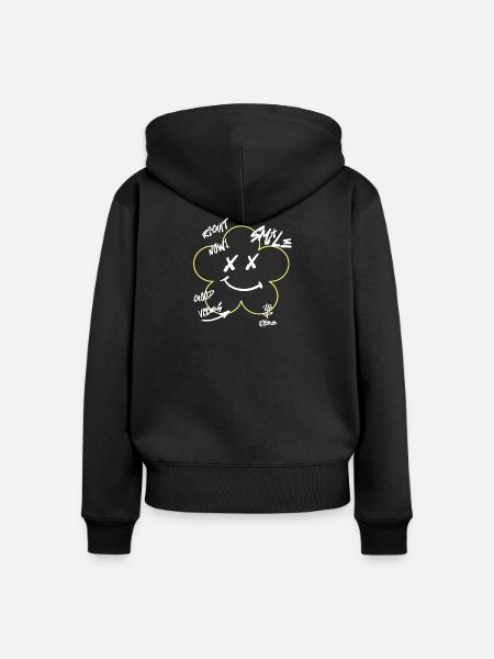Urban Flower - Frauen Premium Bio Zip Hoodie - Schwarz
