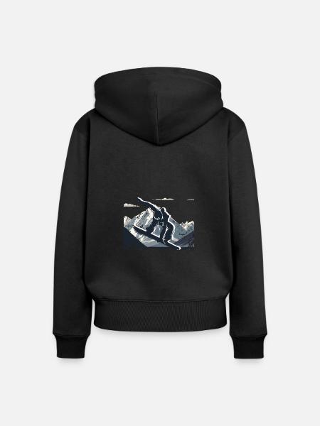 Snowbord Berge - Frauen Premium Bio Zip Hoodie - Schwarz