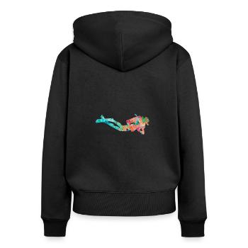 Tiefseetaucher und Taucher PopArt - Frauen Premium Bio Zip Hoodie - Schwarz - Hinten - Julia (174cm)