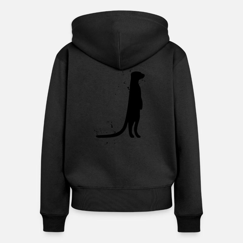 Erdmännchen - Frauen Premium Bio Zip Hoodie - Schwarz