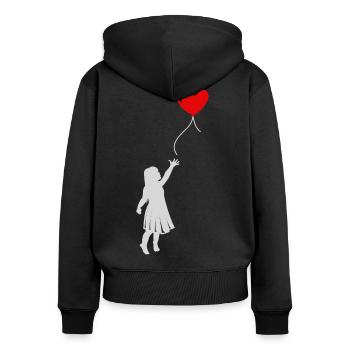 Des filles avec des ballons. Cadeau idée d’anniversaire - Sweat à capuche zippé Premium bio Femme - noir - Dos - Julia (174cm)