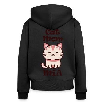 Mia Surname First name with cat - Women's Premium Organic Zip Hoodie - black - Back - Julia (174cm)