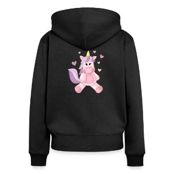unicorn - Women's Premium Organic Zip Hoodie - black - Back - Julia (174cm)