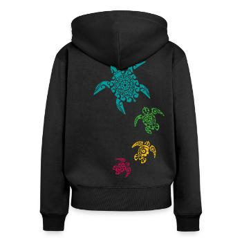 Schildkröten - Frauen Premium Bio Zip Hoodie - Schwarz - Hinten - Julia (174cm)
