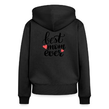 Best mom 23 - Frauen Premium Bio Zip Hoodie - Schwarz - Hinten - Julia (174cm)