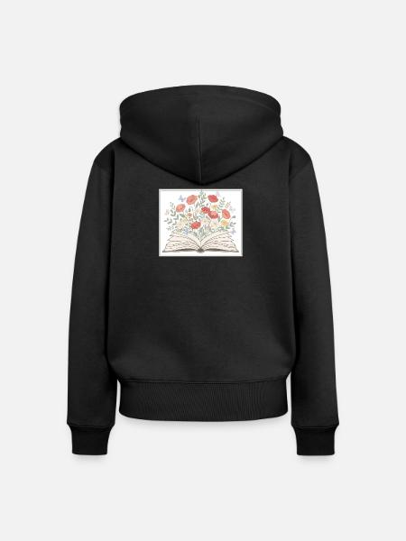 Bücher - Frauen Premium Bio Zip Hoodie - Schwarz
