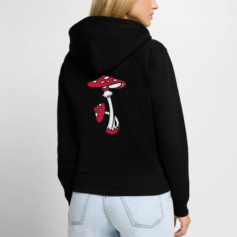 Fly agaric, Toadstool, Magic Mushroom, Psychedelic Women's Premium Organic Zip Hoodie