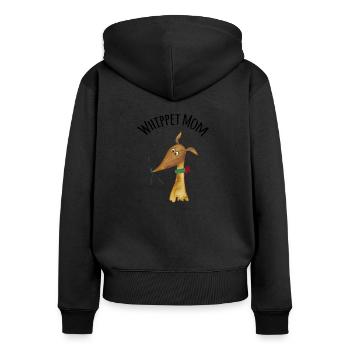 Whippet Mom fawn - Frauen Premium Bio Zip Hoodie - Schwarz - Hinten - Julia (174cm)