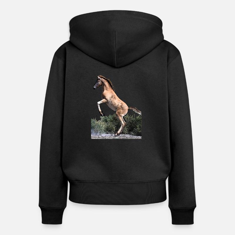 Jeune cheval - Sweat à capuche zippé Premium bio Femme - noir