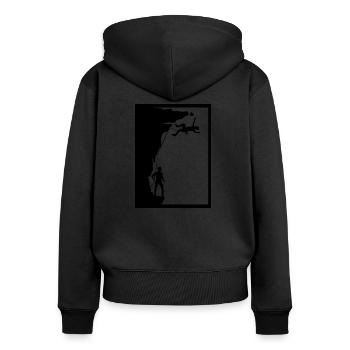 climbing - Frauen Premium Bio Zip Hoodie - Schwarz - Hinten - Julia (174cm)