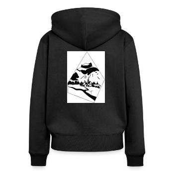 Bergdorf - Frauen Premium Bio Zip Hoodie - Schwarz - Hinten - Julia (174cm)