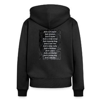 Fuck u Celebrity - Frauen Premium Bio Zip Hoodie - Schwarz - Hinten - Julia (174cm)