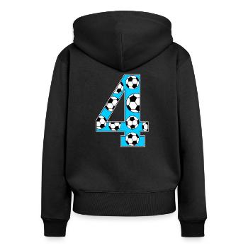 4. Geburtstag Fußball blau - Frauen Premium Bio Zip Hoodie - Schwarz - Hinten - Julia (174cm)