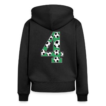 4th Birthday Football Green - Women's Premium Organic Zip Hoodie - black - Back - Julia (174cm)