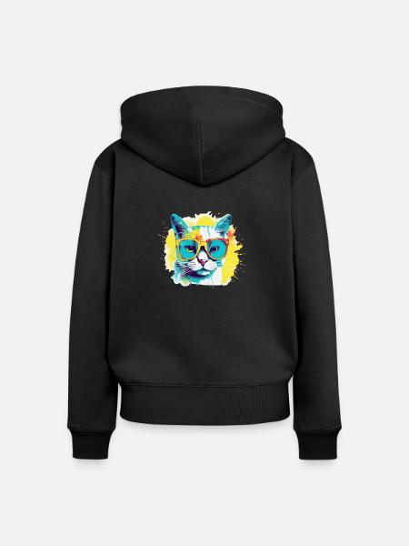 Neugieriger Felix - Frauen Premium Bio Zip Hoodie - Schwarz