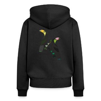 tukan zwei - Frauen Premium Bio Zip Hoodie - Schwarz - Hinten - Julia (174cm)