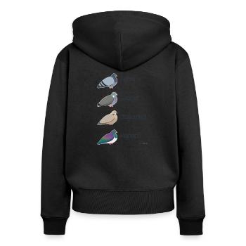 Die vier Taubenfreunde - Pigeon Friends - Frauen Premium Bio Zip Hoodie - Schwarz - Hinten - Julia (174cm)
