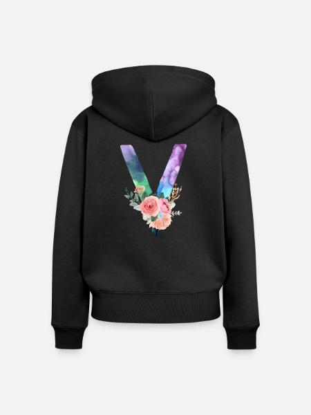 Buchstabe v Aquarell - Frauen Premium Bio Zip Hoodie - Schwarz