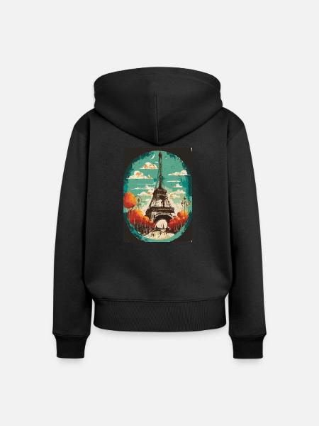 Eiffelturm im Zentrum - Frauen Premium Bio Zip Hoodie - Schwarz