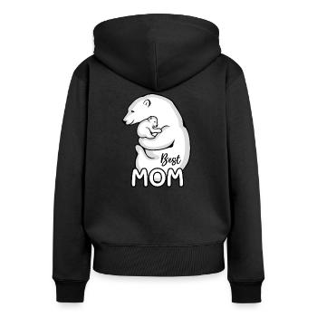Ours polaire avec son bébé. Meilleure maman - Sweat à capuche zippé Premium bio Femme - noir - Dos - Julia (174cm)
