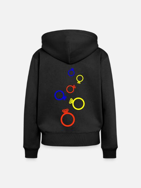 Eheringe Bunt - Frauen Premium Bio Zip Hoodie - Schwarz