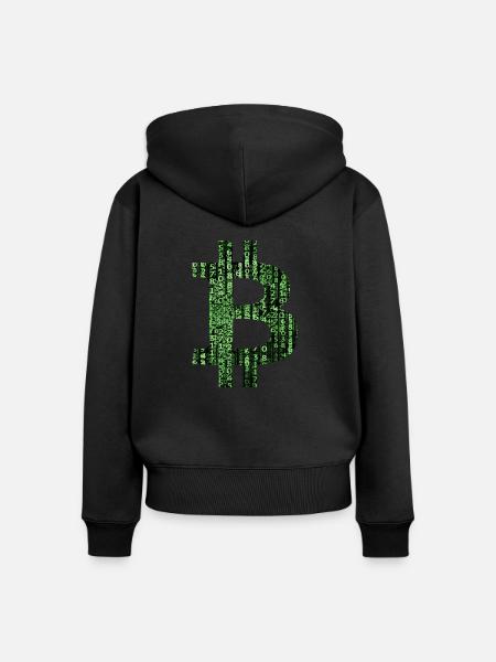 Bitcoin Matrix - Frauen Premium Bio Zip Hoodie - Schwarz