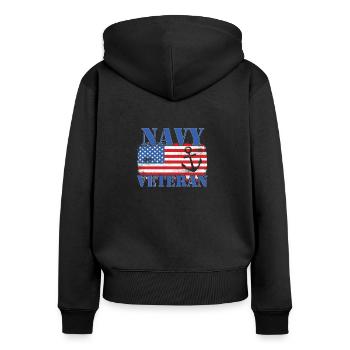 NAVY VETERAN - Women's Premium Organic Zip Hoodie - black - Back - Julia (174cm)