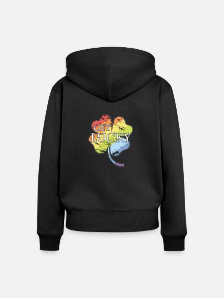 GET LUCKY - Frauen Premium Bio Zip Hoodie - Schwarz