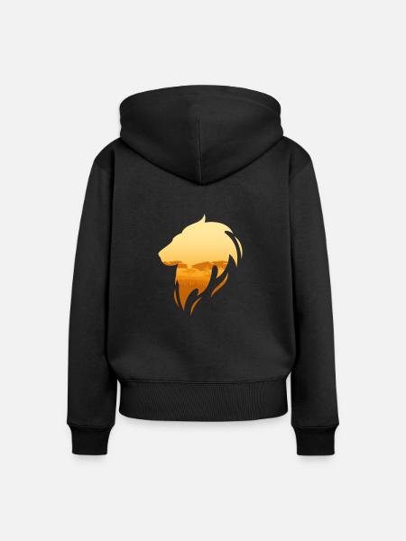 Löwe und Savanne - Frauen Premium Bio Zip Hoodie - Schwarz