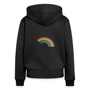 Regenbogen - Frauen Premium Bio Zip Hoodie - Schwarz - Hinten - Julia (174cm)