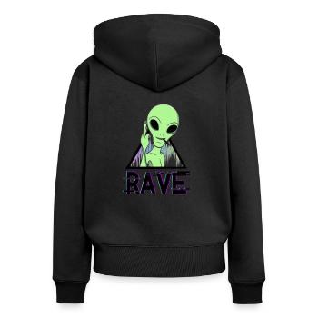 rave alien - Women's Premium Organic Zip Hoodie - black - Back - Julia (174cm)