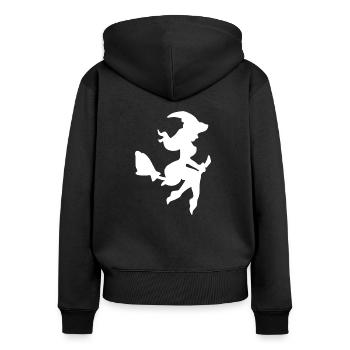 Balai de sorcière - Sweat à capuche zippé Premium bio Femme - noir - Dos - Julia (174cm)