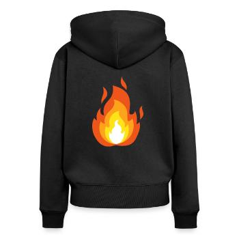 Flamme de feu - Sweat à capuche zippé Premium bio Femme - noir - Dos - Julia (174cm)