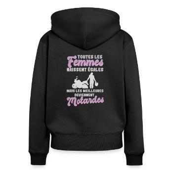 Motarde Moto Femme Les meilleures deviennent - Sweat à capuche zippé Premium bio Femme - noir - Dos - Julia (174cm)